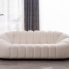 Boucle Upholstery Velvet Arm Lounge Zucca Sofa Ivory White Couch 3-Seater New - Image 2