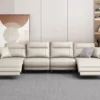 100% Guaranteed Genuine Real Leather Electric Recliner Lounge Cream Sofa Brand New