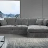 ASQUITH 2 Seater Fabric Lounge Sofa with RHF Chaise – Licorice