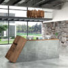 QUADE Reception Desk Office Counter Right Panel 2.0M Warm Oak & Concrete Color - Image 2
