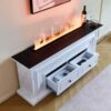 Cavallo White Marble Veneer with Water Vapour Electric Fireplace Mantel Suite – Smartphone Control