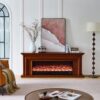 Verona 50" Wide Electric Fireplace Heater Brown Mantel Suite – Smartphone Control - Image 4