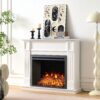 Clarendon 2000W Electric Fireplace Heater White Mantel Suite with 30" Moonlight Insert - Image 2