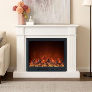 Berwick White Mantel Electric Fireplace Suite with 30" Lumera Electric Fireplace Insert
