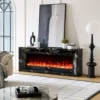 Valoria Black Marble Electric Fireplace with 60 Inch Lumera Insert - Image 12