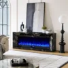 Valoria Black Marble Electric Fireplace with 60 Inch Lumera Insert - Image 4