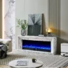 Valoria White Marble Mantel Electric Fireplace with 60 Inch Lumera Insert - Image 7