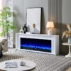 Aurevia White Mantel Electric Fireplace Suite with 60 Inch Lumera Insert - Image 2