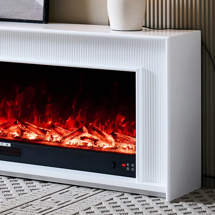 Aurevia White Mantel Electric Fireplace Suite with 60 Inch Lumera Insert - Image 8