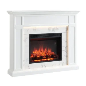 Spectrum 2000W Electric Fireplace Heater White Mantel Suite with 23" Solara Insert