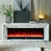 Valoria White Marble Mantel Electric Fireplace with 60 Inch Lumera Insert