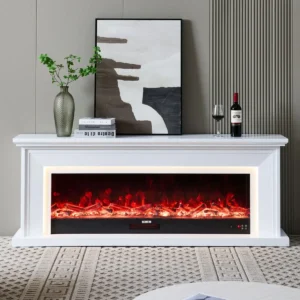 Ashbury White Mantel Electric Fireplace Suite – 60 Inch Orion Insert