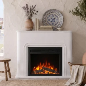 Lumière White Electric Fireplace Suite with 30" Mirage Electric Fireplace Insert